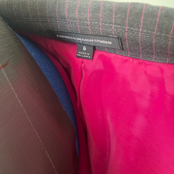 Express Gray and Hot Pink Pinstripe Blazer - Picture 6 of 7